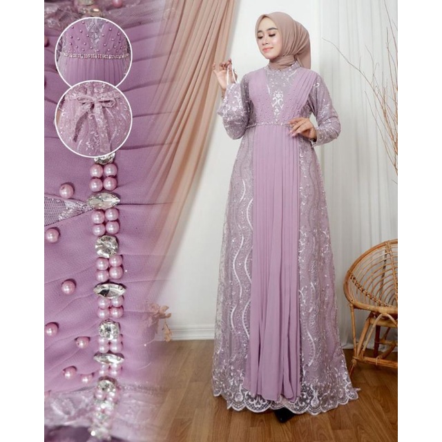 Gamis Pesta verlita| Gamis| Gamis Kondangan| Gamis Tile| Gamis Brukat| Gamis Brokat| Gamis