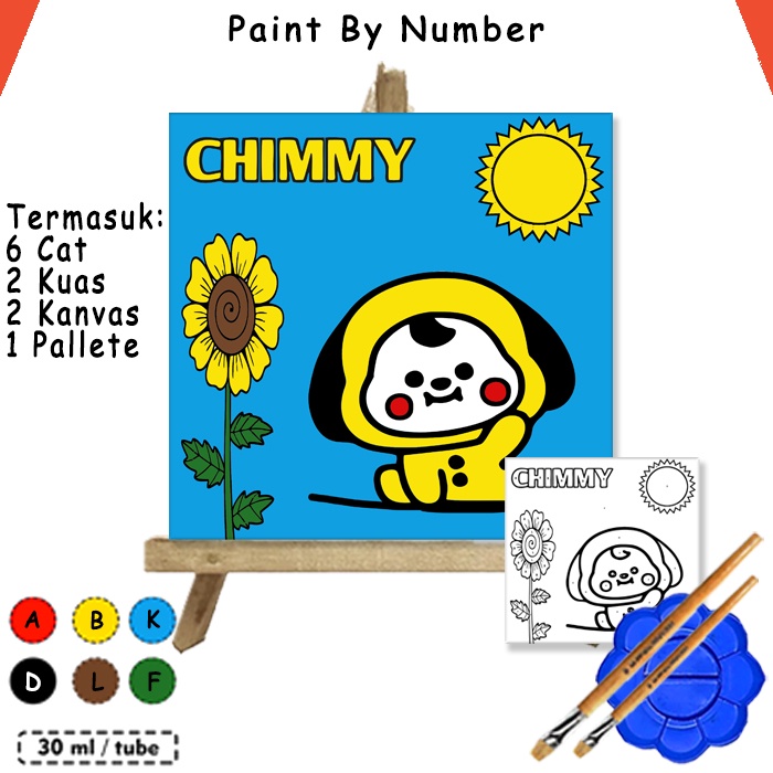 

Kanvas Lukis BT21 Chimmy RJ Paint By Number 20x20 cm