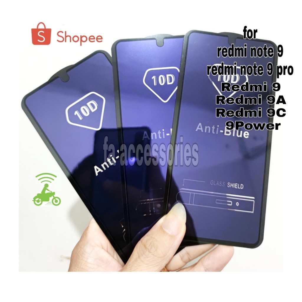 FA Tempered Glass Bluray Anti Blue Light Full 10D 99D Redmi 9 9t 9a 9c 9power a c Note 9 9pro pro T