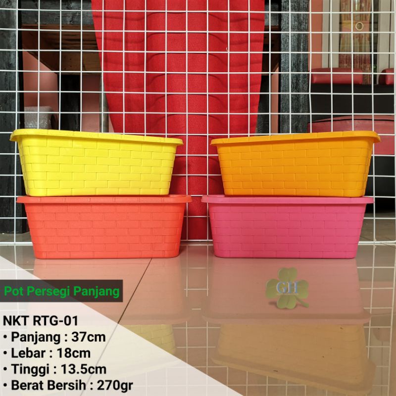Pot NKT RTG-01 Persegi Panjang - Tanaman Hias Bunga - Motif Batu Bata