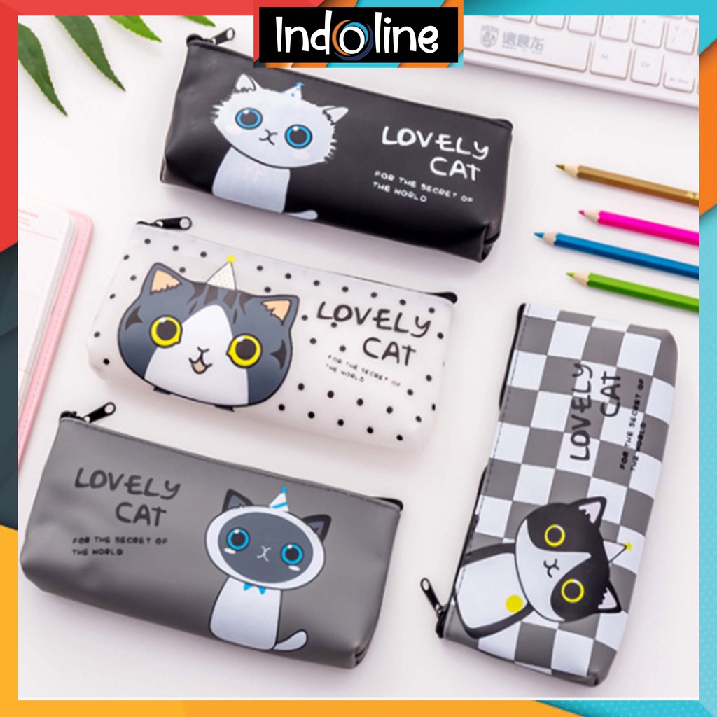 

Tas Pensil Tempat Alat Tulis Tempat Kosmetik Organizer Bag Lovely Cat Bahan Canvas Import COD ℒ 020