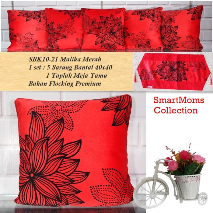 Sarung Bantal Sofa - Sarung Bantal Sofa Kursi Minimalis Mewah Sbk Set 40X40 Malika Merah