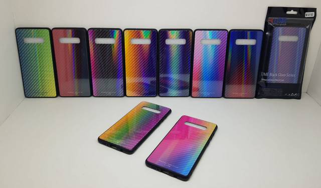 Glass Case Samsung S10 Plus 6.4 inchi UME PATTERN Samsung S10+ Bumper Rainbow Glass Samsung G975