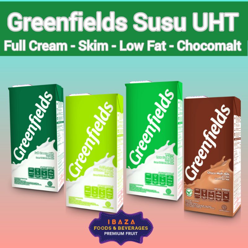 

Susu Greenfields Susu UHT 1000ml Full Cream Skim Low Fat Chocomalt Varian :__