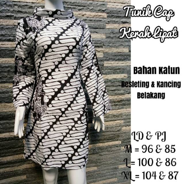 batik tunik cap motif wayang bahan katun halus