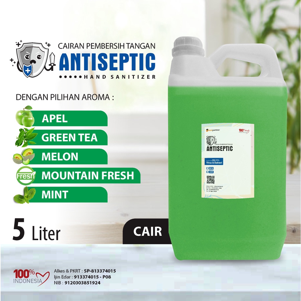 Hand Sanitizer Cair Antiseptic Aroma Wangi Segar 5 Liter Jerigen / Aroma Wangi Segar 5 Liter