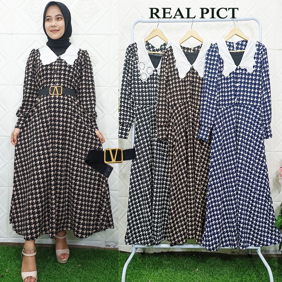 NARIA HOUNDSTOOTH EXTU GAMIS HERLIN GL FASHION