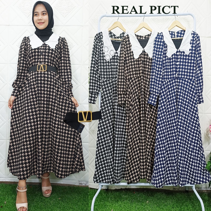 NARIA HOUNDSTOOTH EXTU GAMIS HERLIN GL FASHION