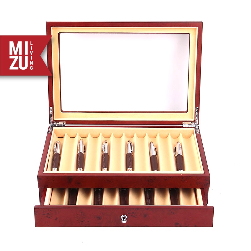 MIZU ZEITAKU 23 Fountain Pen Clear Display Case Wooden Box Storage Kotak Pen