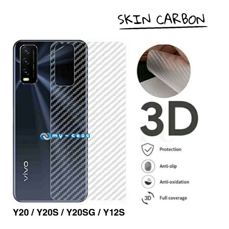 Garskin Carbon Vivo Y12S Y20 Y20SG Y20S Garskin Anti Gores Belakang