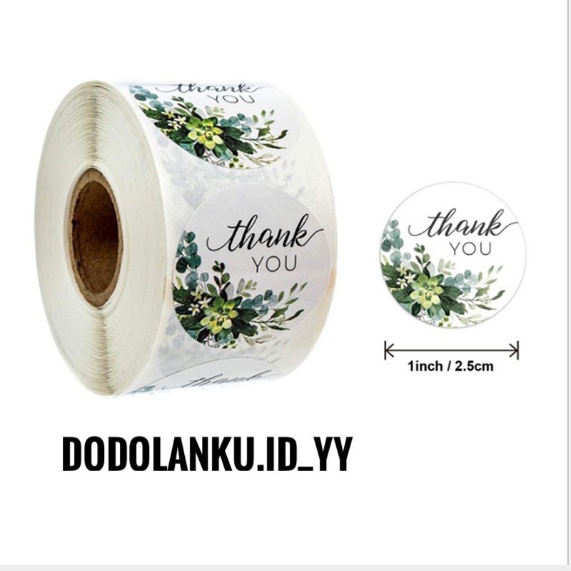 

[100pcs] Stiker Label Thank You Green Flowers