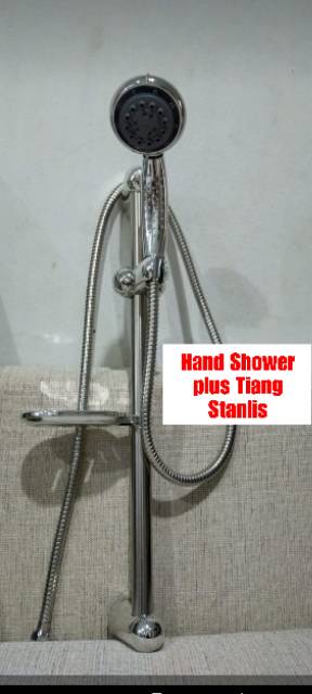 Promo hand shower+tiang bonus kran cabang/double,shower mandi,kran air,perlngkpn kmr mndi shower shower tiang bonus keran cabang stainless