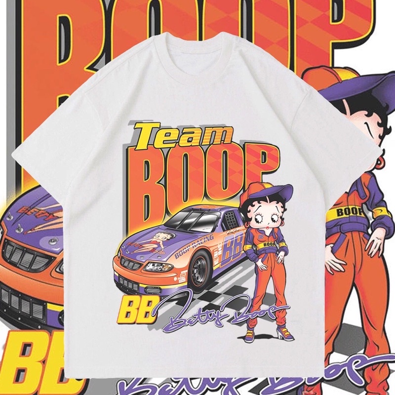 KAOS BAJU TEAM BOOP VINTAGE | T-SHIRT RAP TEE BETTY BOOP NASCAR OVERSIZE | BAJU OVERSIZE NASCAR BETT