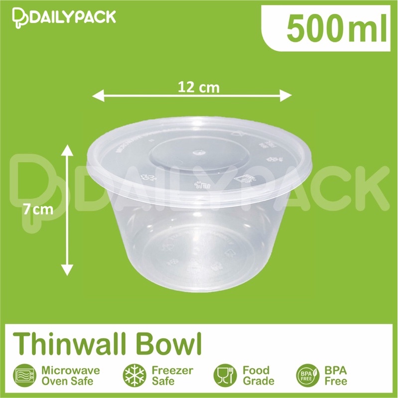 Thinwall BOWL 500 ml / BULAT / Food Container / Thinwall Cup Puding / Mangkok Plastik Puding