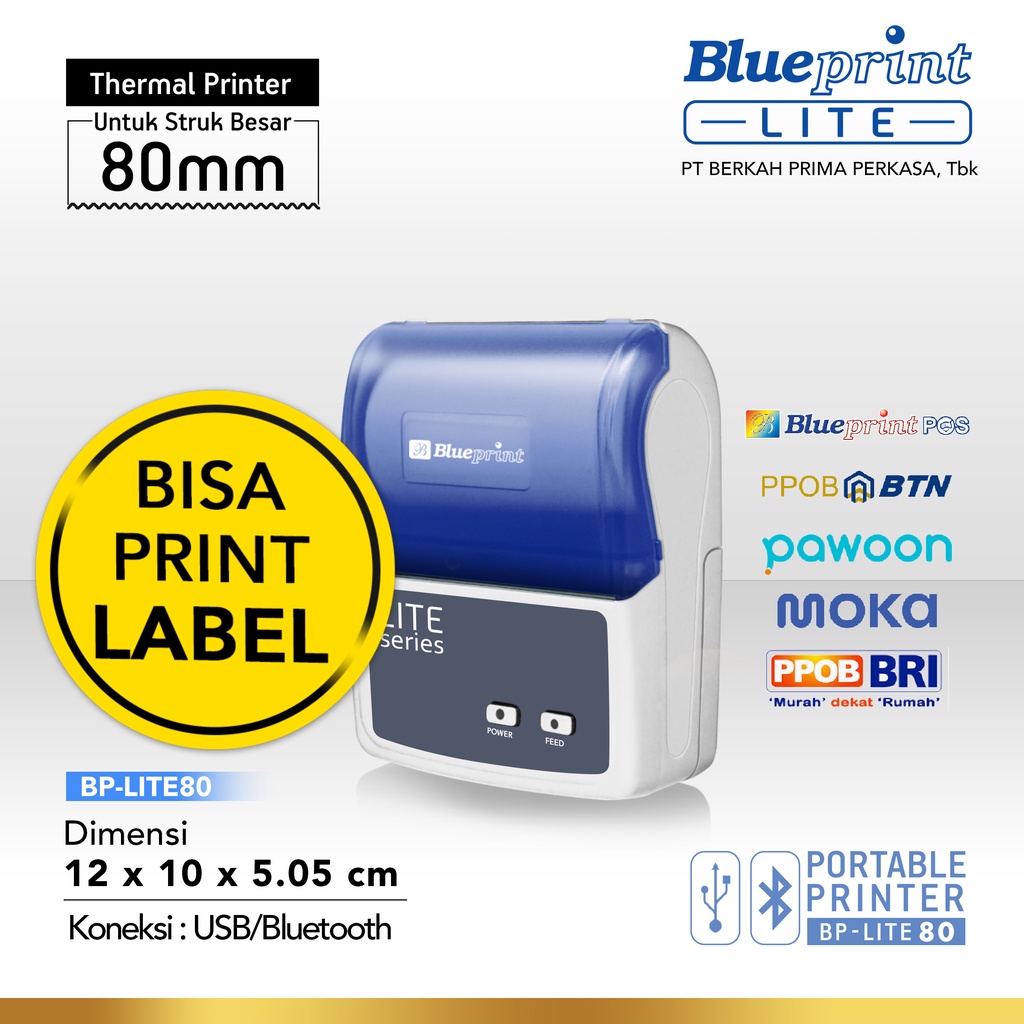 Portable Printer Thermal Label 80 BLUEPRINT BP LITE80 - USB + Bluetooth