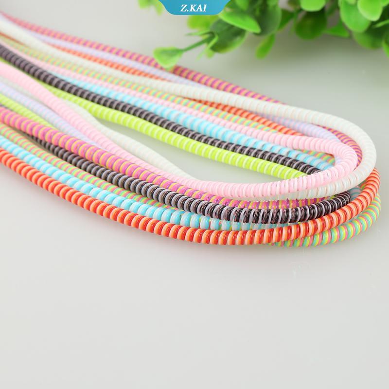 Tali Pelindung Kabel Data / Charger Usb / Earphone Model Spiral Panjang 1.4m Aneka Warna