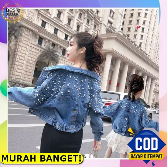 Jaket Jins Korean Style Cardigan Wanita Jacket Jeans Over Size Jaket Jin Crop Oversize Cewek Kekinia