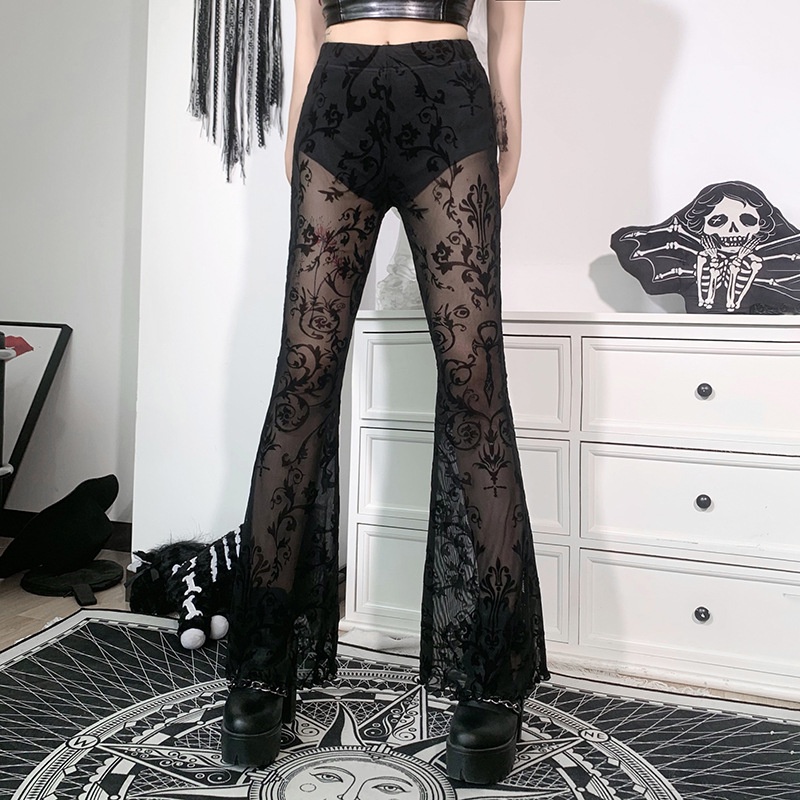 Goth Lace High Waisted Long Pants Celana Panjang  8532 (S/M/L)