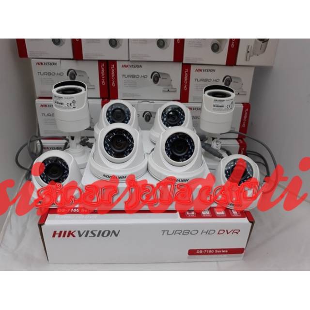 PAKET CAMERA CCTV HIKVISION 8 CHANNEL 6 CAMERA 2MP 1080P TURBO HD ( LENGKAP TINGGAL PASANG )ORIGINAL