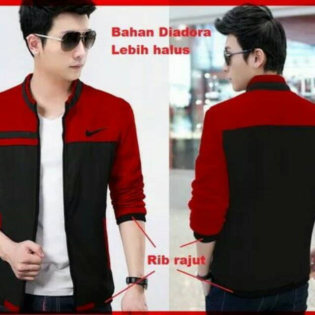 (Jaket nike md CL) Pakaian pria jaket merah hitam