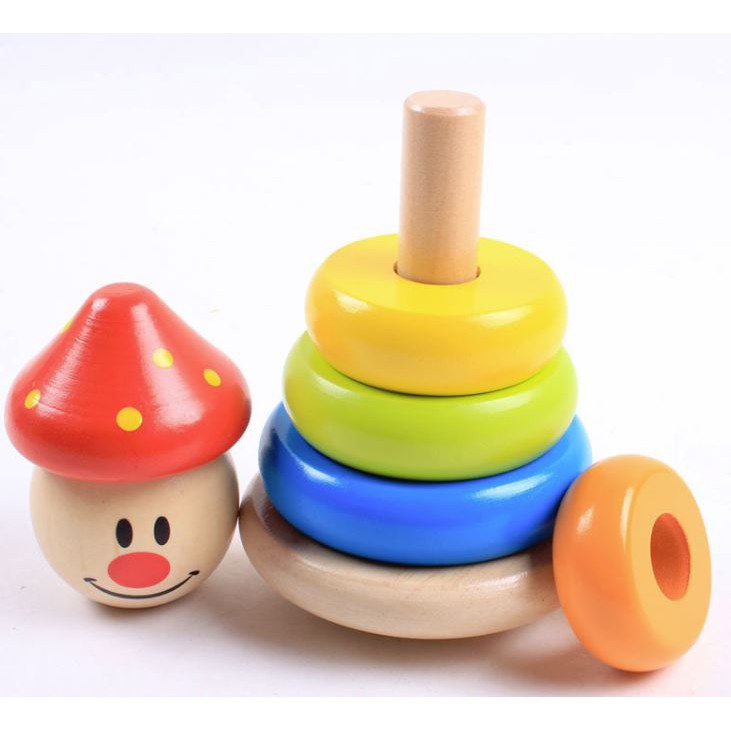 TweedyToys - Menara Warna Warni Badut / Menara Mainan Kayu