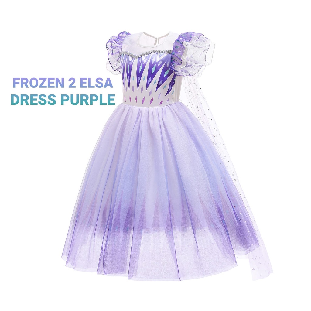 FROZEN 2 ELSA VIO WHITE / DRESS PRINCESS ANAK PEREMPUAN IMPORT / BAJU PESTA PUTIH