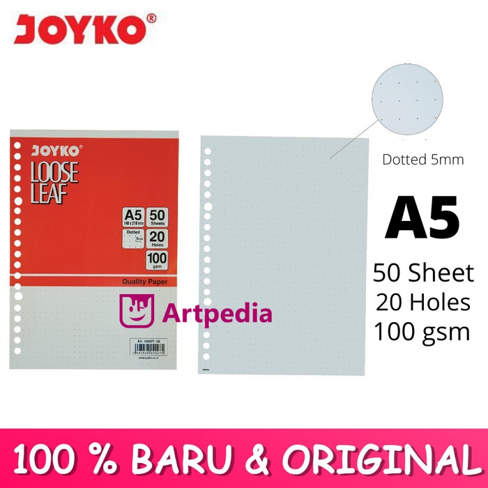 

Jual Joyko Loose Leaf Dotted 5x5mm A5 100Gsm 50 Sheet /Binder Titik Dot Diskon