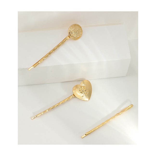 LRC Anting Tusuk Fashion Gold Love Pearl Rose Hair Clip F61524