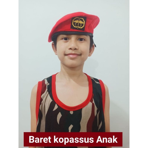 topi baret hijau tni dan baret merah kopassus anak