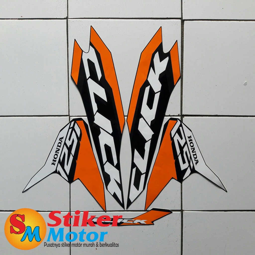 STRIPING STICKER LIS LES POLET BODY MOTOR VARIO TECHNO 125 2018 THAILAND FULL HITAM-ORANGE