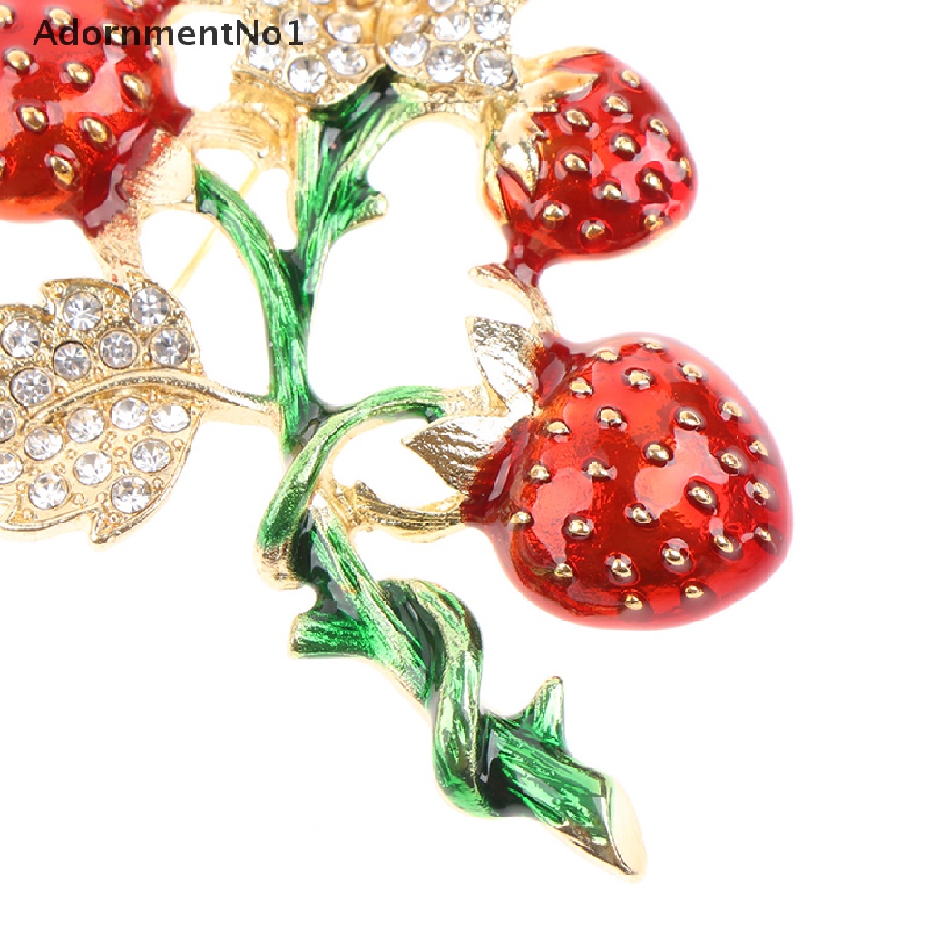 (AdornmentNo1) Bros Pin Enamel Bentuk Buah Strawberry Merah Untuk Wanita