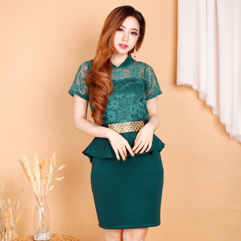 Kathryn collection # 104,  Dres rok span scuba Import premium kombinasi brukat gliter free belt