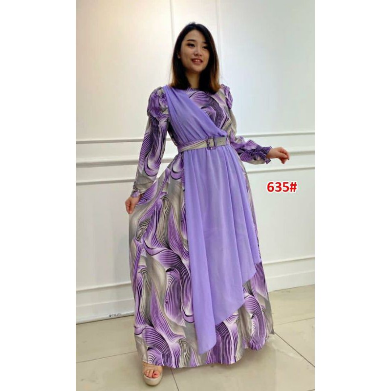 635#Gamis Wanita free belt/FASHION WANITA/FASHION MUSLIM