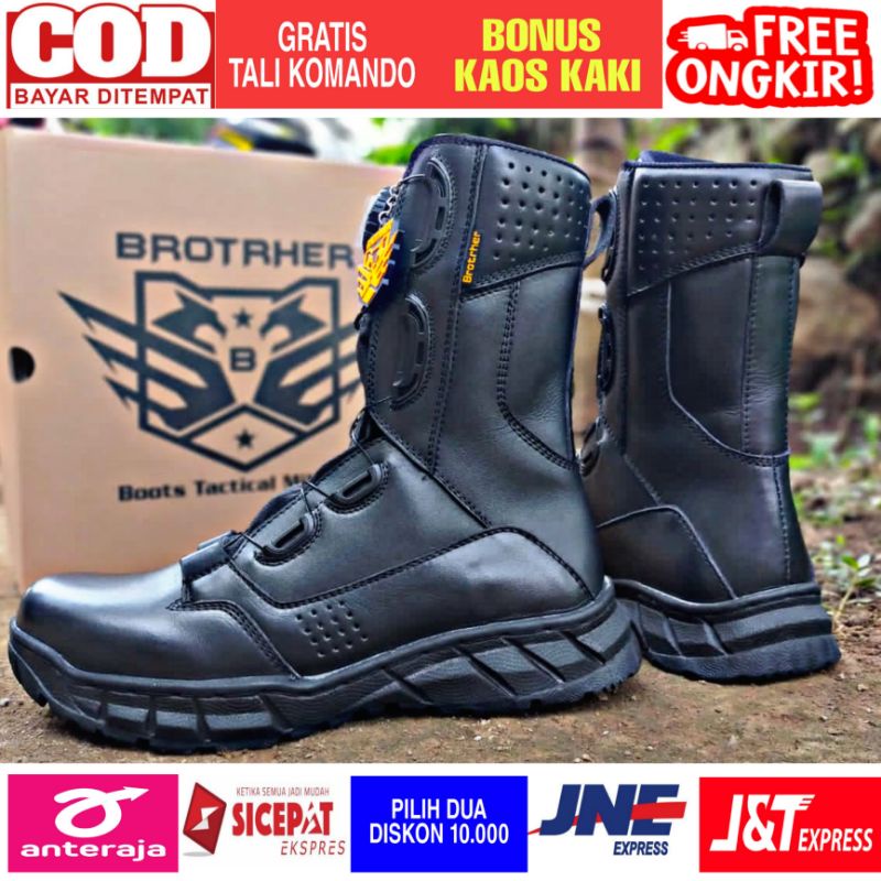 Sepatu Pdl Tali Putar Full Kulit Merk Brotrher Fitgo Devile Tni Polri