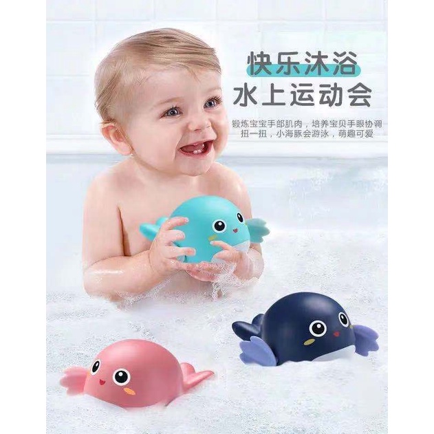 [BIG SALE] Mainan mandi air anak bayi paus, bebek, penguin, kura-kura, kepiting lucu berenang tanpa baterai