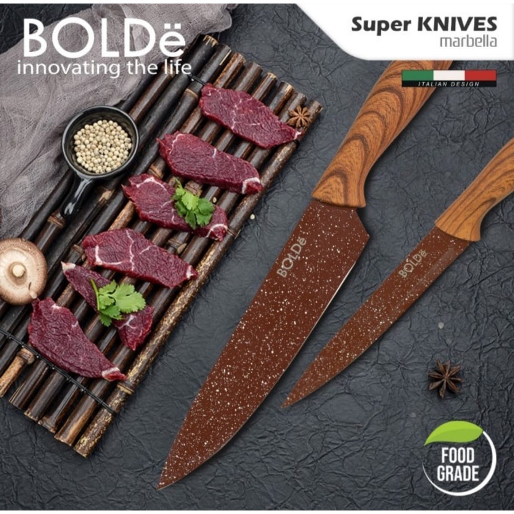 Pisau Set Bolde Marbella 6pcs Bolde Knives Set + Gunting Knifes Set Pisau Dapur Pisau Daging Gunting Dapur