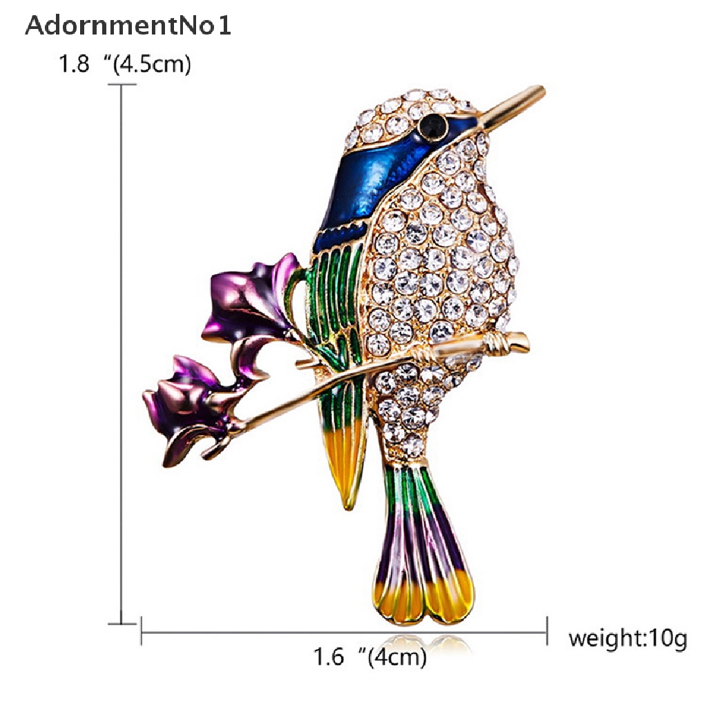 (AdornmentNo1) Pin Bros Burung Magpie Hiasan Berlian Imitasi Berkilau