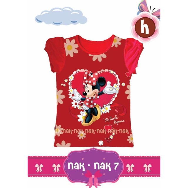 Baju anak perempuan minnie mouse red  / kaos anak perempuan disney nak7