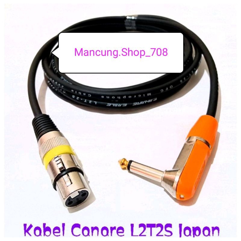 Kabel Canare L2T2S Jack Akai 6.5mm Mono model L To XLR Pin 3 Female 0,5 Meter