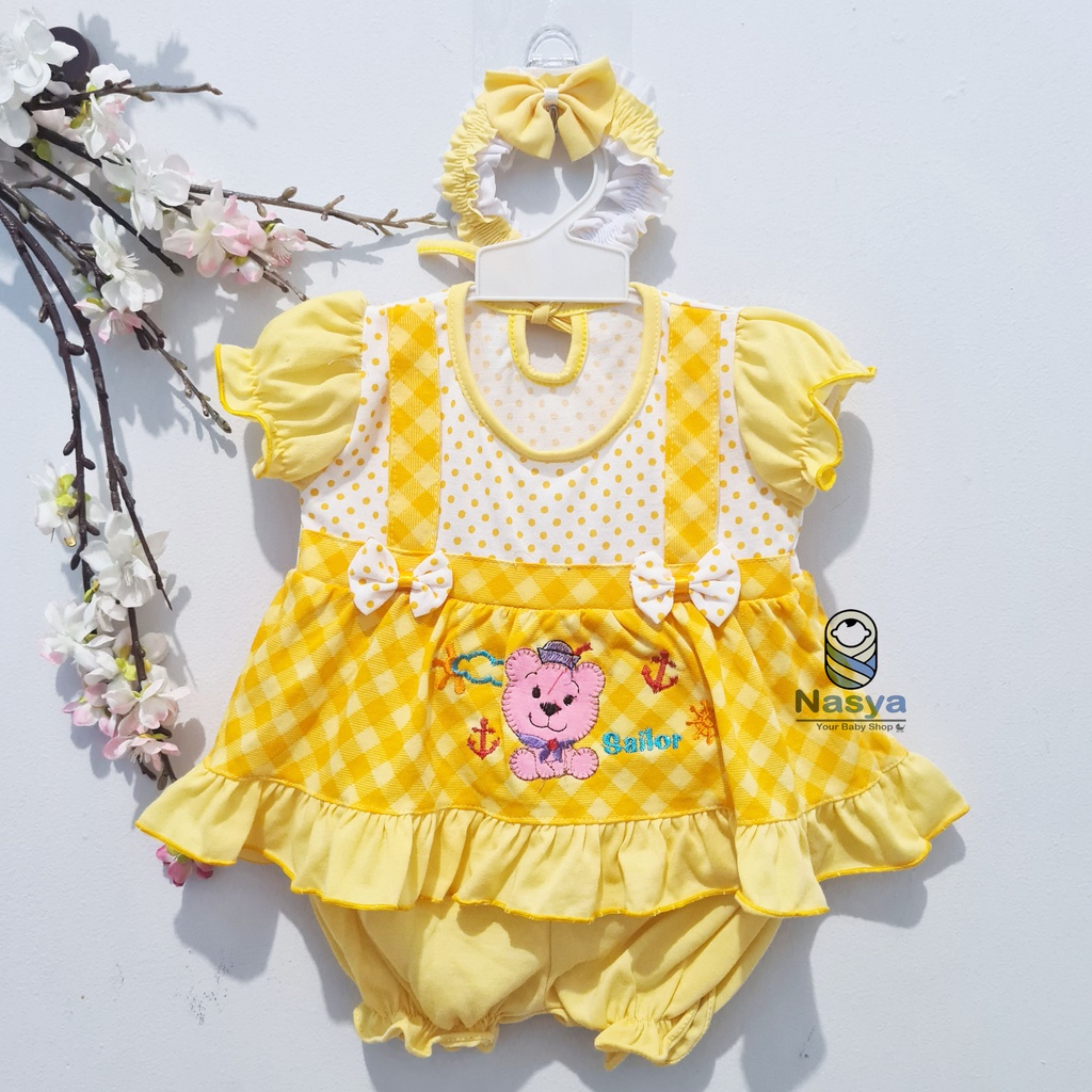 [A-005] Dress Bayi Anak 0-12 bulan bahan KAOS (bonus celana + BANDANA) - murah