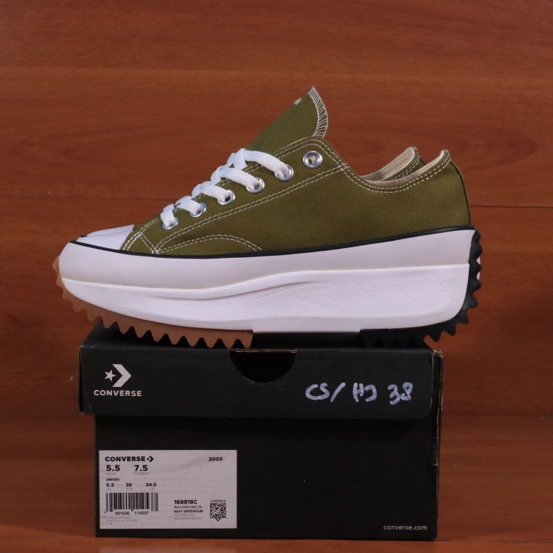 SEPATU WANITA CONVERSE RUN STAR HIKE LUGGED WHITE GREEN GUM LOW sneakers premium import BNIB