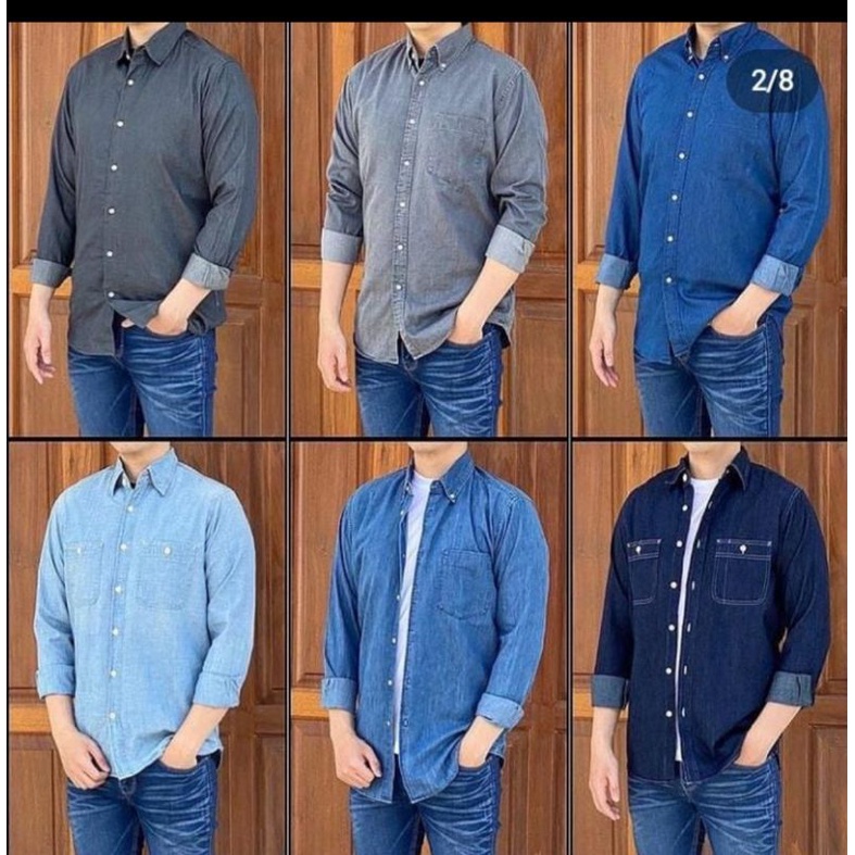 Kemeja Pria Denim Uniqlo Lengan Panjang ORI