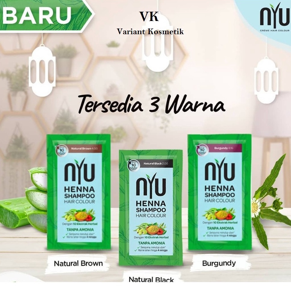 NYU Henna Shampoo Hair Color Sachet 20 ml - NYU Shampo Semir