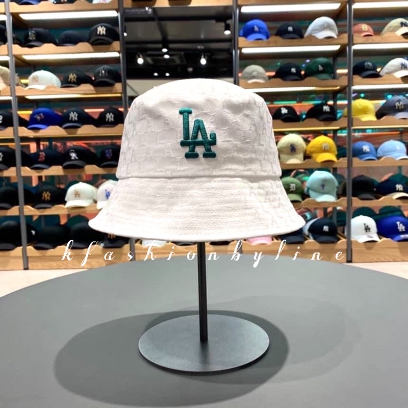 MLB Classic Monogram Jacquard Bucket Hat LA Dodgers (White)
