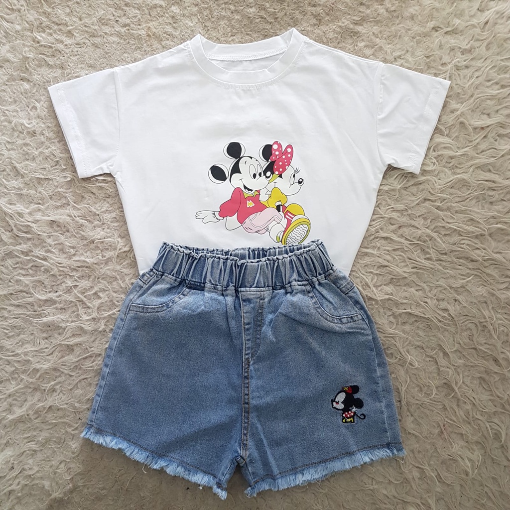 Setelan Anak Perempuan Import mickey hotpants