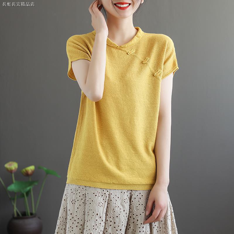  Kaos  T shirt Wanita  Model Kerah  Tinggi  Dengan Bahan Linen 