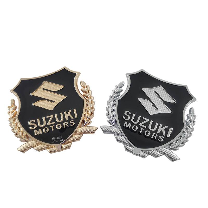 2 X Metal SUZUKI MOTORS Logo Car Auto Side Window Decorative Emblem Badge Sticker Decal For SUZUKI