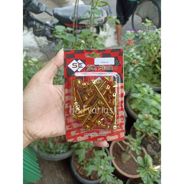 Set Baut Blok mesin ninja R ninja RR Flower original Stainles Thailand