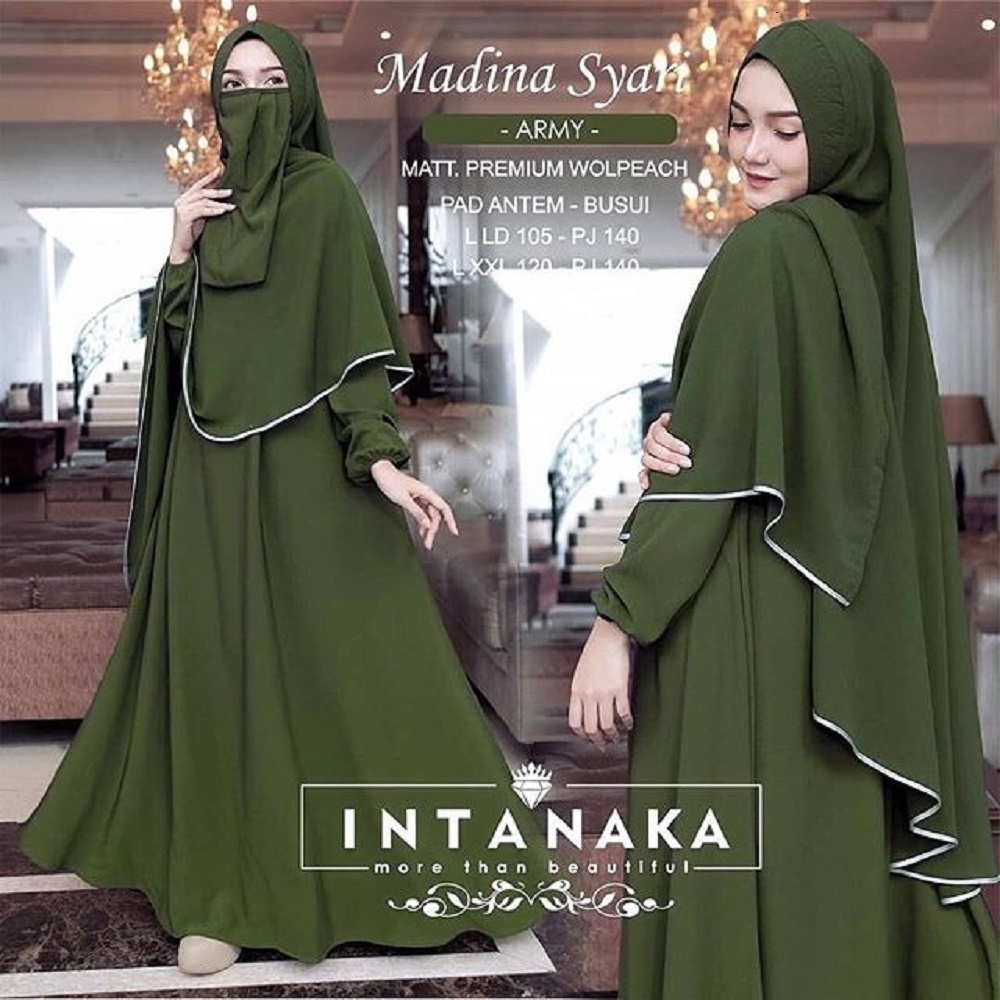 Aretha Terbaru!! Gamis Madina Syari Set Hijab Jumbo 3XL 4XL / Gamis Syar'i / Gamis Syari Set Jilbab 