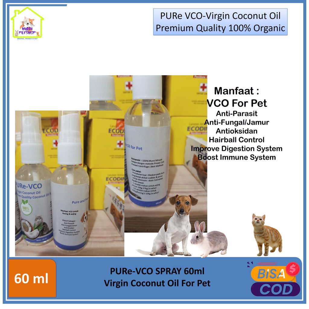 VCO SPRAY 60 - Obat Jamur Scabies Untuk Kucing Anjing Minyak VCO Virgin Coconut Oil for Cat Dog